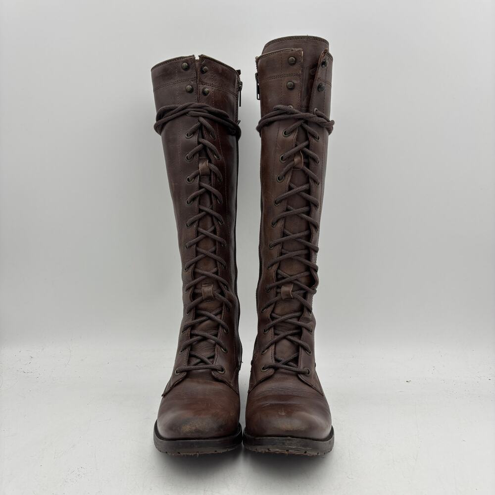 Frye Melissa Tall Lace Up Boots Women's 6.5B Zip Up Boho Indie Cottage - Picture 2 of 12